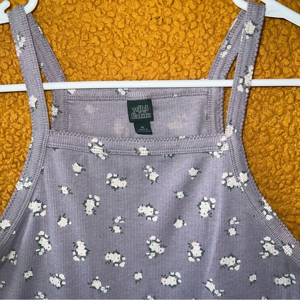 Wild Fable Purple and White Fitted Crop Tank Top - Picture 2 of 3